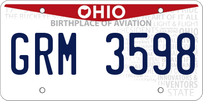OH license plate GRM3598