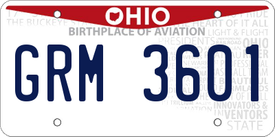 OH license plate GRM3601