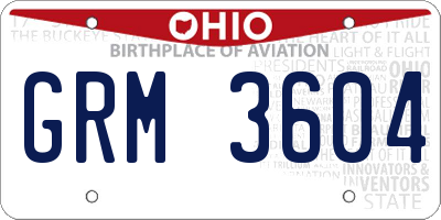 OH license plate GRM3604