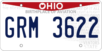 OH license plate GRM3622