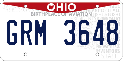 OH license plate GRM3648