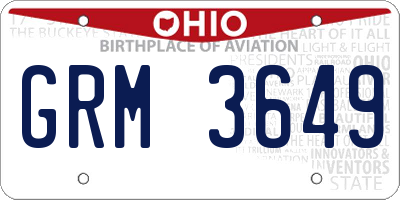 OH license plate GRM3649
