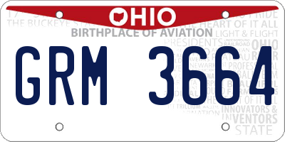 OH license plate GRM3664