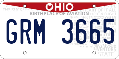 OH license plate GRM3665