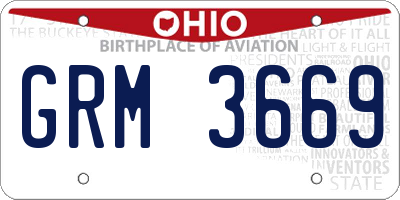 OH license plate GRM3669
