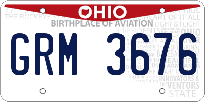 OH license plate GRM3676