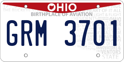 OH license plate GRM3701