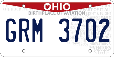 OH license plate GRM3702