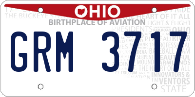 OH license plate GRM3717