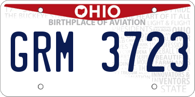OH license plate GRM3723