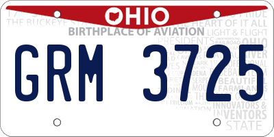 OH license plate GRM3725