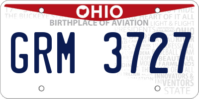 OH license plate GRM3727