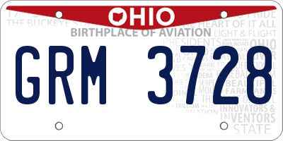 OH license plate GRM3728