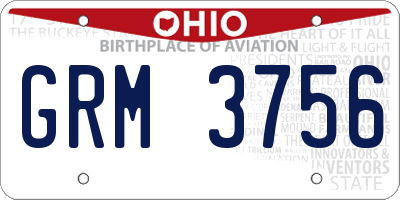 OH license plate GRM3756