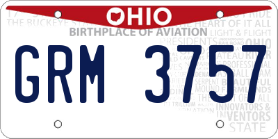 OH license plate GRM3757