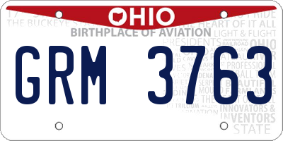 OH license plate GRM3763