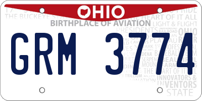 OH license plate GRM3774