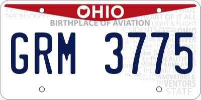 OH license plate GRM3775