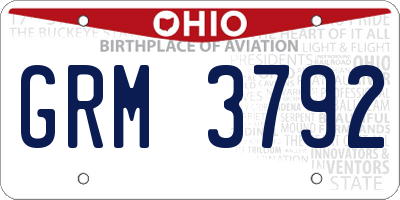 OH license plate GRM3792