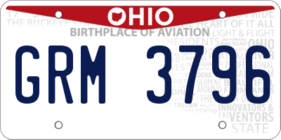 OH license plate GRM3796