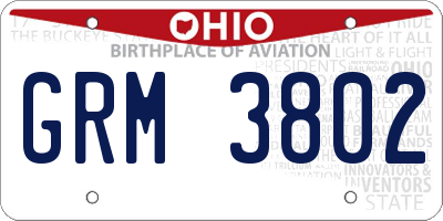 OH license plate GRM3802
