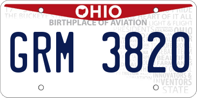 OH license plate GRM3820