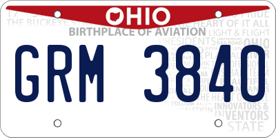 OH license plate GRM3840