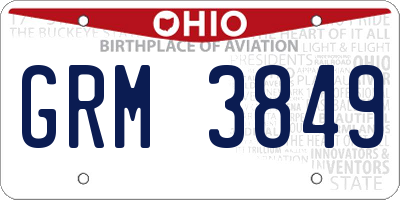 OH license plate GRM3849