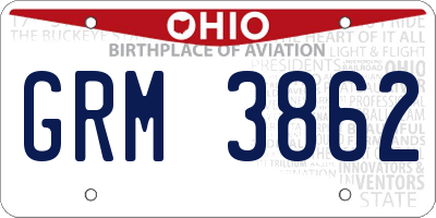 OH license plate GRM3862