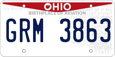 OH license plate GRM3863