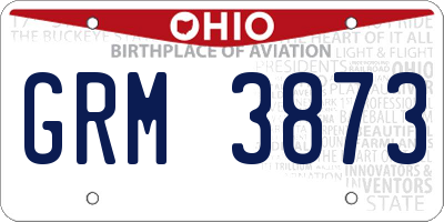 OH license plate GRM3873