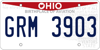 OH license plate GRM3903