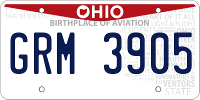OH license plate GRM3905