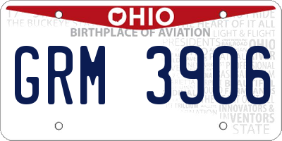 OH license plate GRM3906