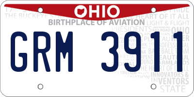 OH license plate GRM3911