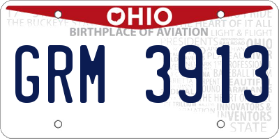 OH license plate GRM3913