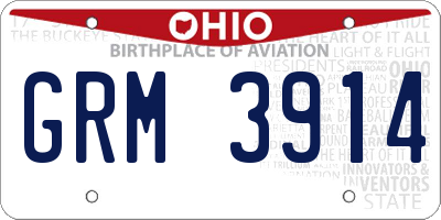 OH license plate GRM3914
