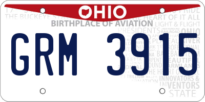 OH license plate GRM3915