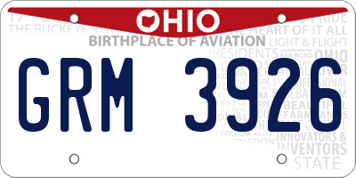OH license plate GRM3926