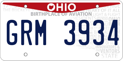 OH license plate GRM3934