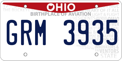 OH license plate GRM3935