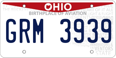 OH license plate GRM3939
