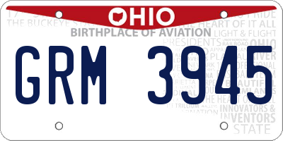 OH license plate GRM3945
