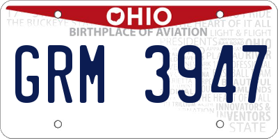 OH license plate GRM3947
