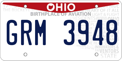 OH license plate GRM3948