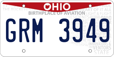 OH license plate GRM3949