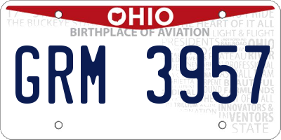 OH license plate GRM3957