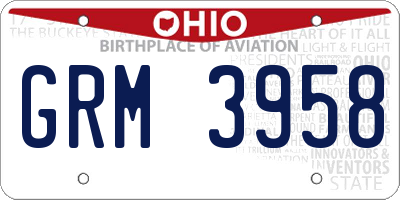 OH license plate GRM3958