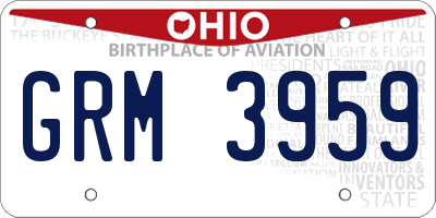 OH license plate GRM3959