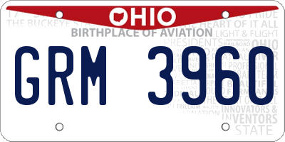 OH license plate GRM3960